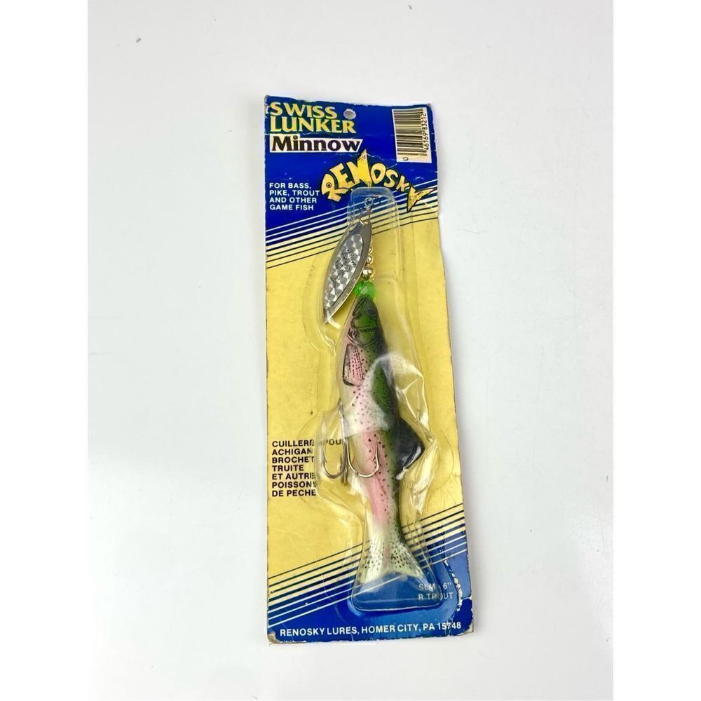 Vintage Renosky Swiss Lunker Minnow 6” Fishing Lure Rubber New Old Stock CN1567